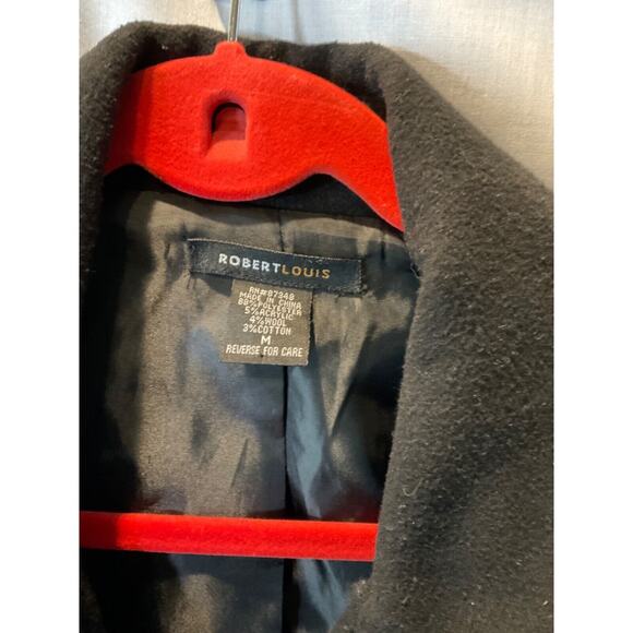 Robert Louis Women’s Jacket Medium Black Double-Breasted Wool Blend Lined - Picture 3 of 10